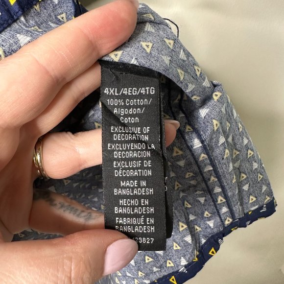 Geometrix Blue Short Sleeve Patterned Button Front Shirt Men's 4XL - Picture 3 of 4